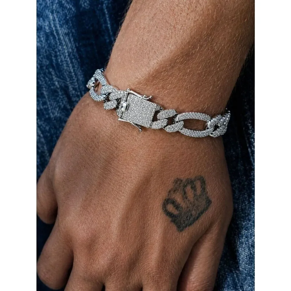 Iced Out Figaro Link Bracelet